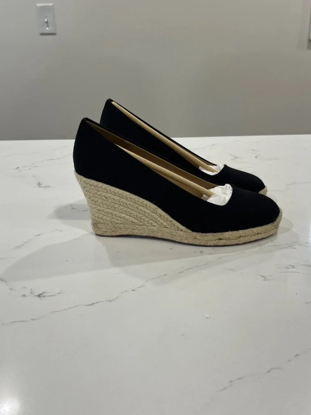 J.Crew Seville Espadrille Wedges in Black Canvas Size 7.5